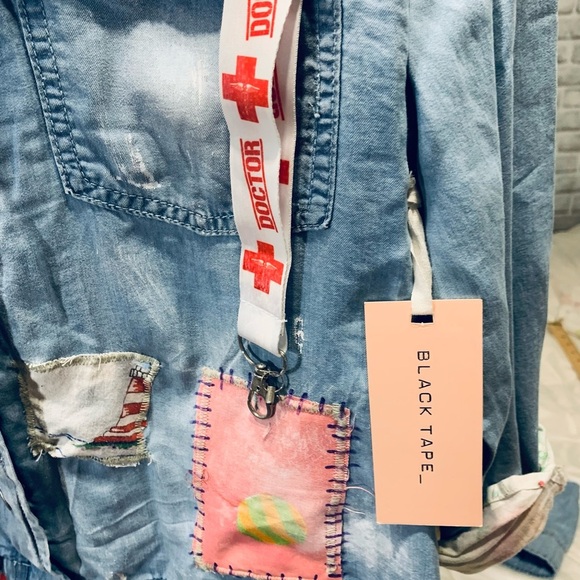 SO FUN! Black Tape upcycle tencel jacket XL - Picture 9 of 10